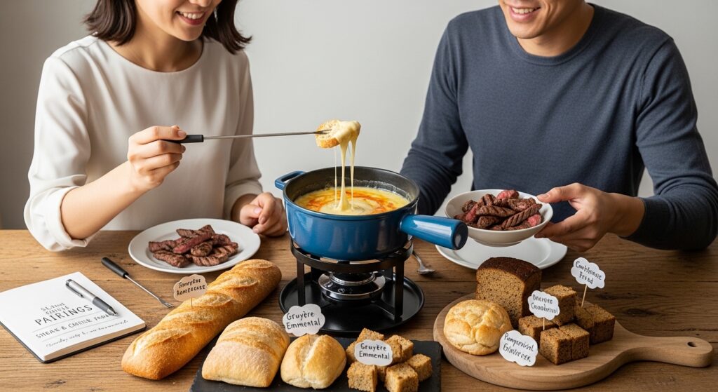 ステーキとチーズフォンデュに合うパンの種類と選び方