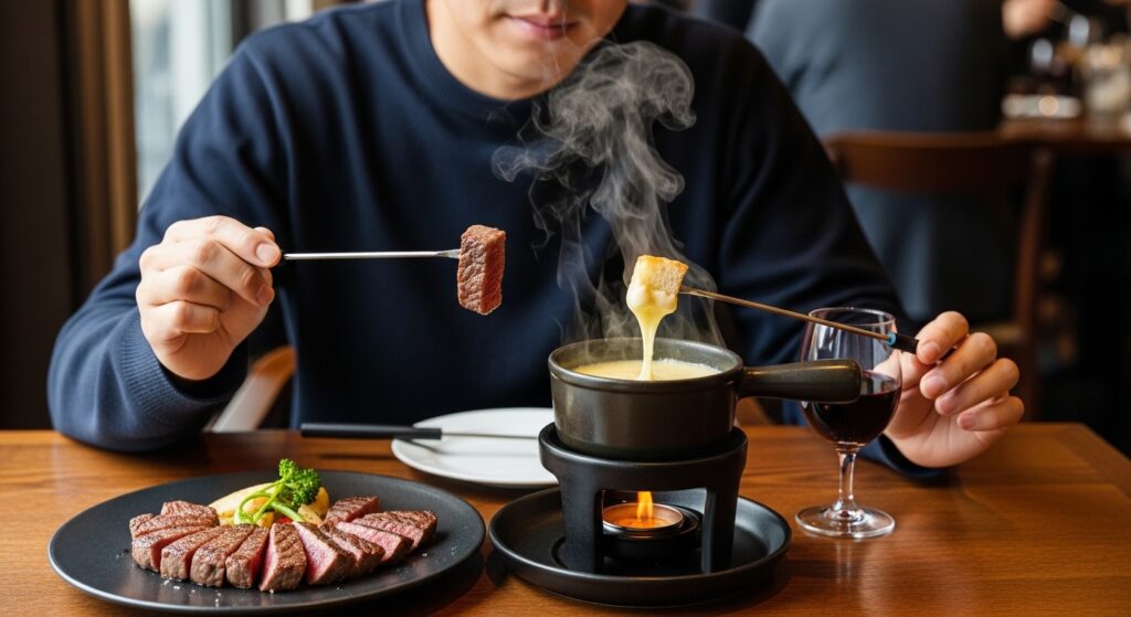 ステーキとチーズフォンデュの食べる順番で味が変わる理由