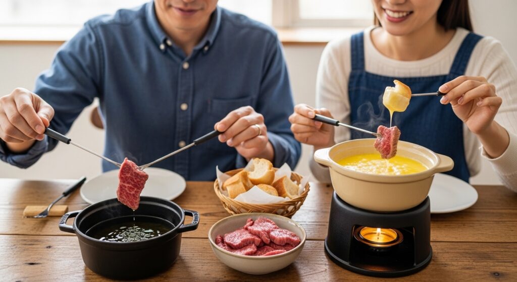 ステーキとチーズフォンデュで使うオイルとバターの違い