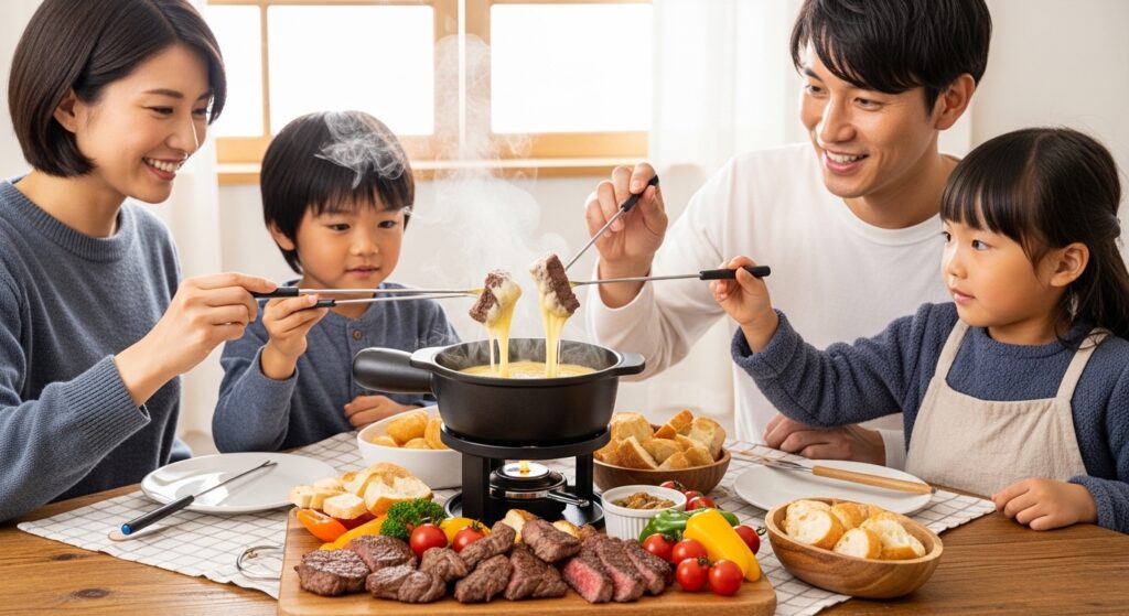 ステーキとチーズフォンデュの盛り上がる演出アイデア