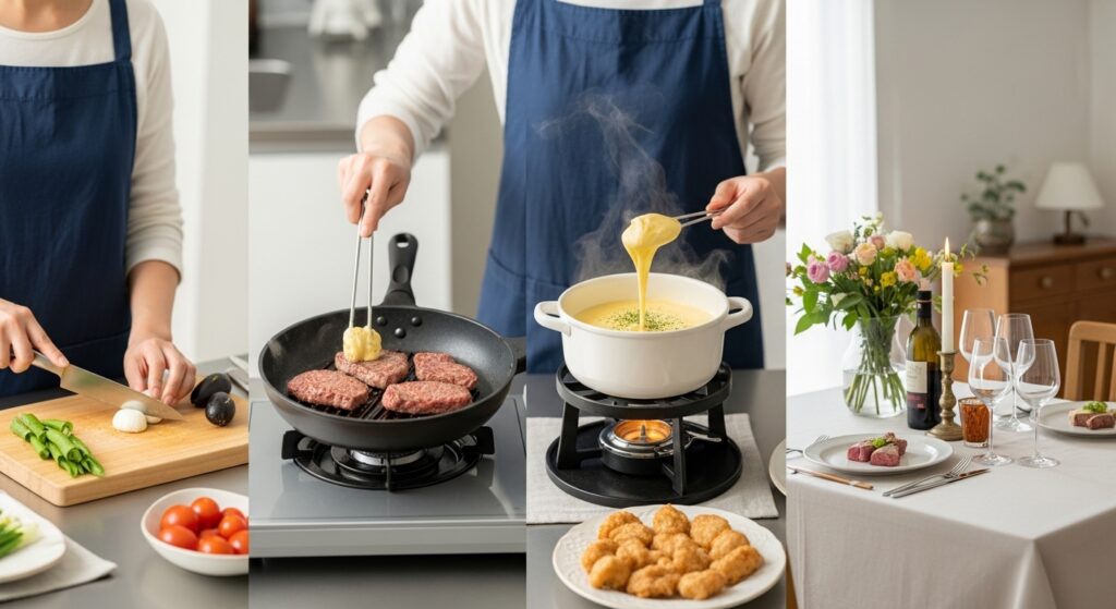 ステーキとチーズフォンデュを最大限楽しむための準備と流れ